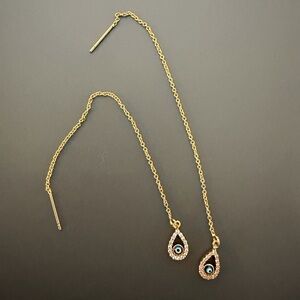 Elegant Gold Evil Eye Drop Earrings